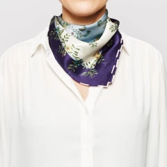 PURPLE FLOWER DOT CHECK SCARF