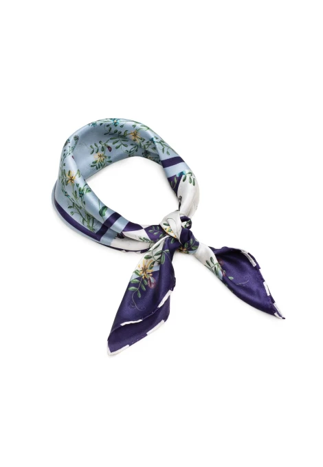 PURPLE FLOWER DOT CHECK SCARF