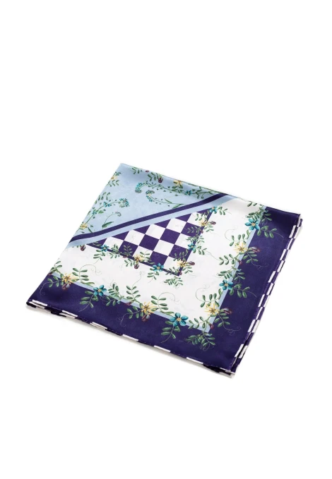 PURPLE FLOWER DOT CHECK SCARF