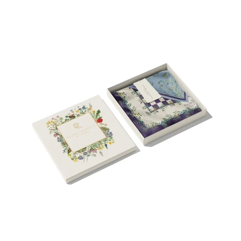 PURPLE FLOWER DOT CHECK SCARF